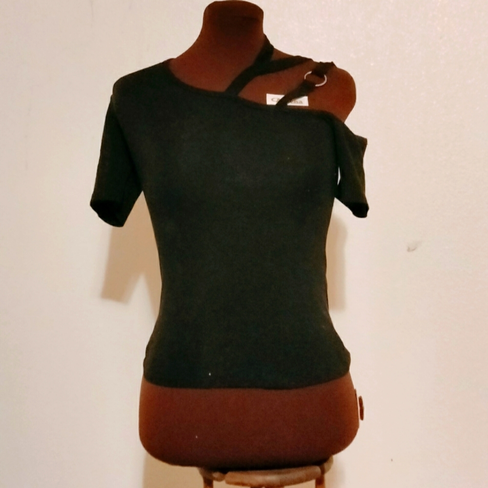 Dark in love asymmetrical black bondage top